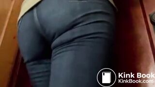 Girls navy colour jeans poop