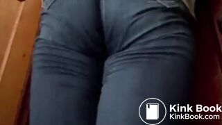 Girls navy colour jeans poop