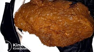 Big poop in thin black panties