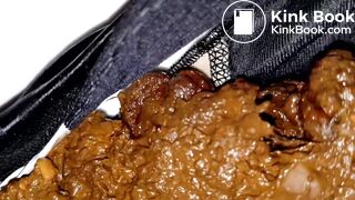 Big poop in thin black panties