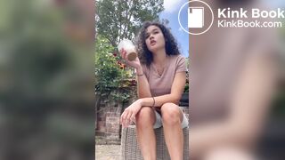 Dirty girl shitting outdoors