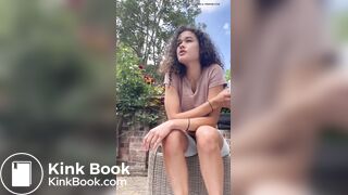 Dirty girl shitting outdoors