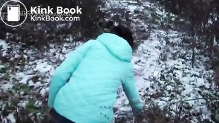 Amateur girl Alina poop and fart in the forest - video 2