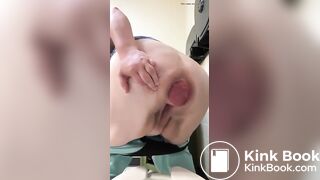 woman with Prolaps anal takes a shit with a bit of cum