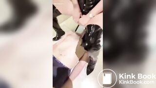 Chines woman feeding him shit