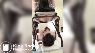 Chines woman feeding him shit