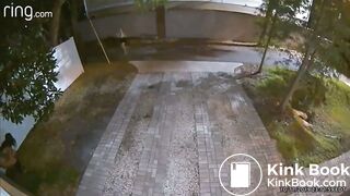 Drunk girl pooping on yard