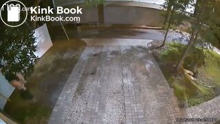 Drunk girl pooping on yard