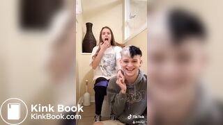 Girl siiting on toilet with her cuckold