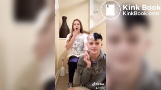 Girl siiting on toilet with her cuckold