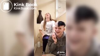 Girl siiting on toilet with her cuckold