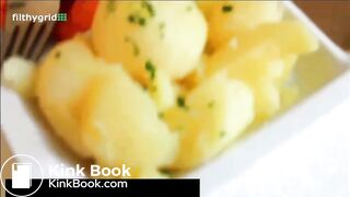 Brunette Girl straight up DIGESTS her food.