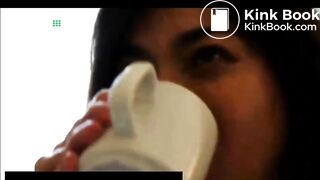 Brunette Girl straight up DIGESTS her food.