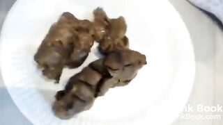Cute girl shit on the plate