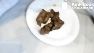 Cute girl shit on the plate
