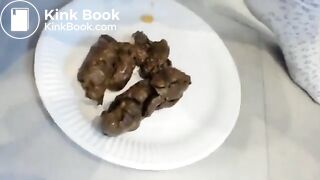 Cute girl shit on the plate