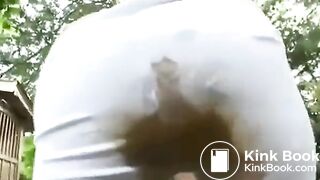 Girl messes white leggings