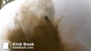 Girl messes white leggings