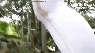Girl messes white leggings