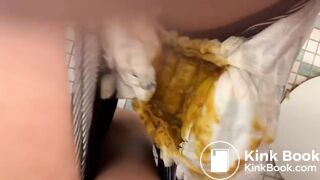 Enema aftermath in her diaper and a toilet pee..