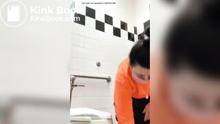 Fat girl takes a shit in public bathroom