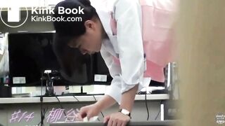 GH DOLK 02 01: Voyeurism in the company with female office workers. Awkward excretions in the toilet.