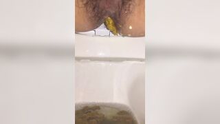Girl runs to the bathroom