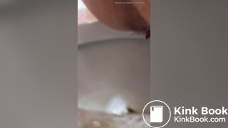 girl with very hairy pussy pooping and farting