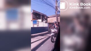 Woman Shits in Plastic Bag and Throws it at Motorcyclis