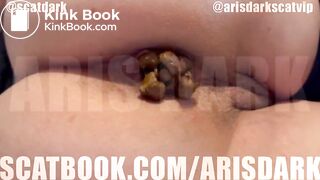 @scatdark Shitting hard poop on the bed with high heels