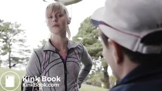 Constipated jogger girl poop scene