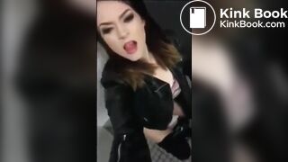 Beautiful girl poops in toilet