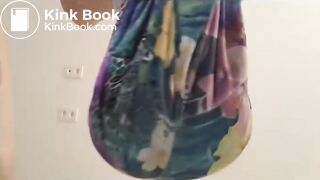 Big load in floral tights