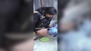 Girl pretends she’s giving birth while pooping