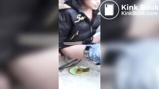 Girl pretends she’s giving birth while pooping