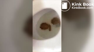 Blue haired girl dumping a hudge load