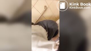 Blue haired girl dumping a hudge load