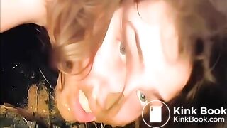 Sara's solo smear, face ... into poo, tasting