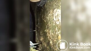 Ruining her pants in the woods..