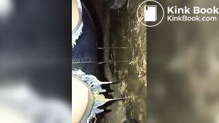 Ruining her pants in the woods..