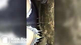 Ruining her pants in the woods..