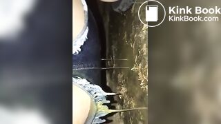 Ruining her pants in the woods..