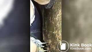 Ruining her pants in the woods..