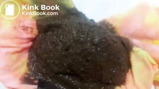 Poop into colorful leggins