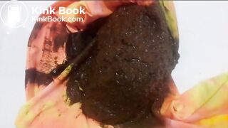 Poop into colorful leggins