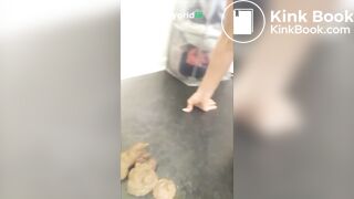 Hot big tits yoga girl shitting a creamy load on th