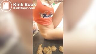 Hot big tits yoga girl shitting a creamy load on th