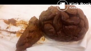 Panty poop in white silk panties