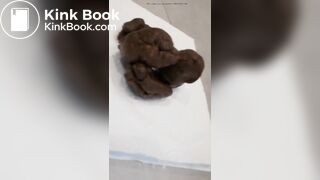 Pink haired teen pushes out big turd