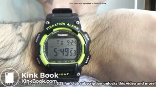 PV holds and releases enema in diaper in shower